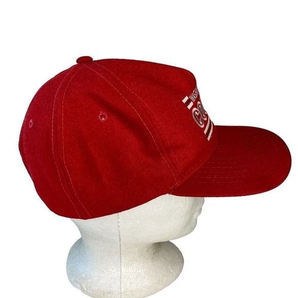 Vintage Washington State Cougars Hat Snap Back Trucker Cap Crimson Script WSU - Picture 2 of 6